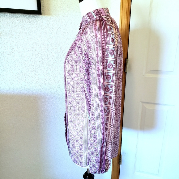 70s boho pink sheer button up blouse vintage - Picture 3 of 6